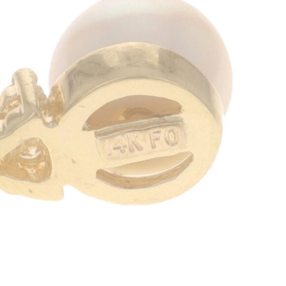 Yellow Gold Pearl Diamond Pendant 14k - Picture 4 of 4